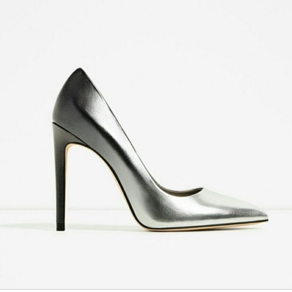zara silver pumps